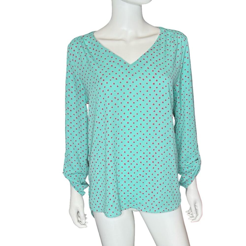 Alice Blue Polka Dot V-Neck Top Women’s Sz M